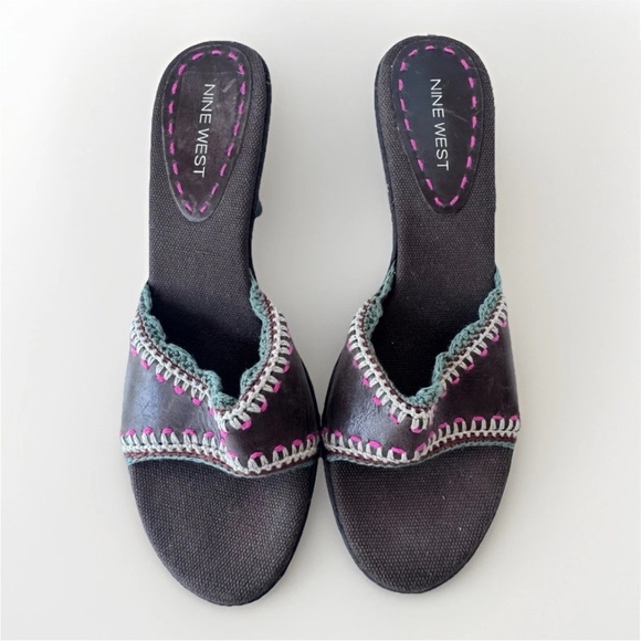 vintage 90s Y2K nine west mariela Stitch boho stiletto heeled sandals Shoes - Picture 3 of 10